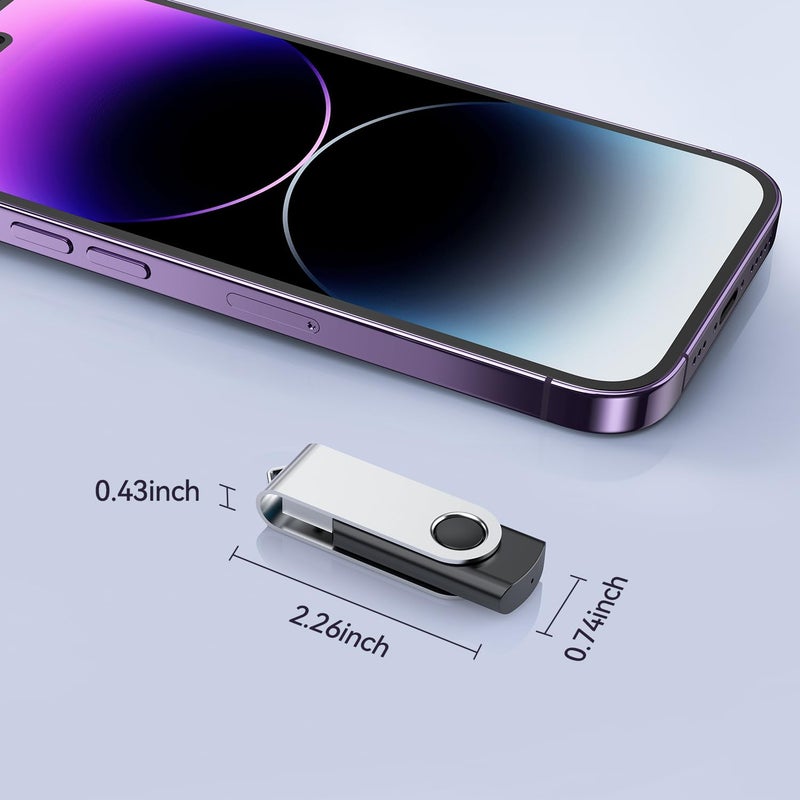 JUANWE 64GB USB Flash Drive 2 Packs, 2.0 Thumb Drive Foldable USB Storage Flash Drive Memory Stick with Lanyard Hole, Jump Drive Pen Drive Zip Drive Portable Flashdrive for PC/Tablet/Mac/Car, Black - Image 3
